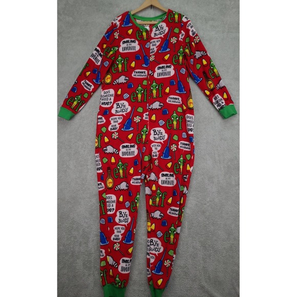 Elf Movie Sleeper Pajama Union Suit XL Holiday Bodysuit Christmas Buddy Smiling - Picture 1 of 13